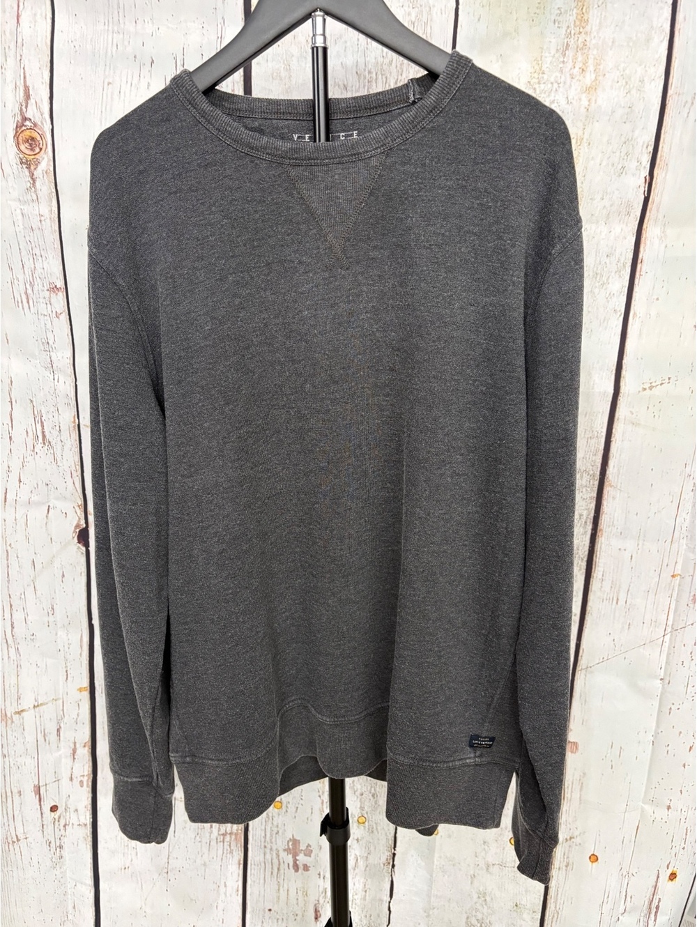 Lucky Brand Men's XL Venice Burnout Crewneck Sweatshirt Textured Gray